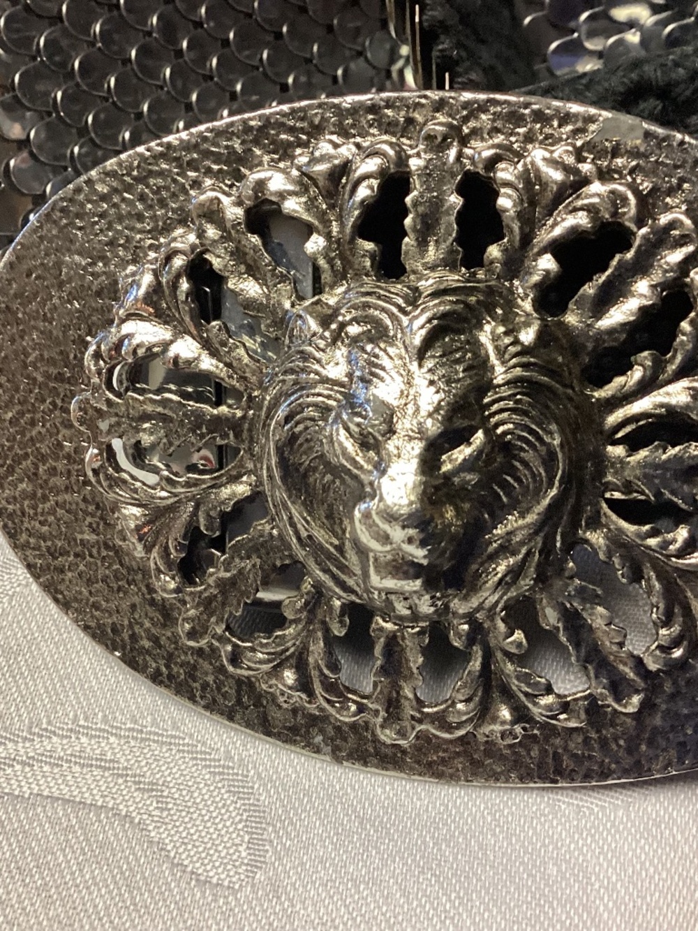 Vintage SILVER. Lion Head Stretch Belt METAL TRUE VINTAGE